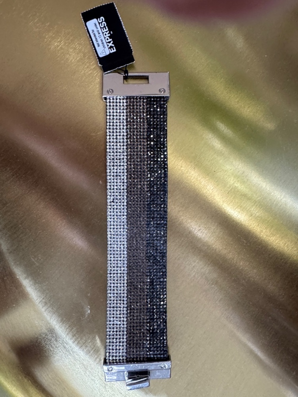 Express Rhinestone  bracelet - Silver & Gunmetal - Picture 2 of 6